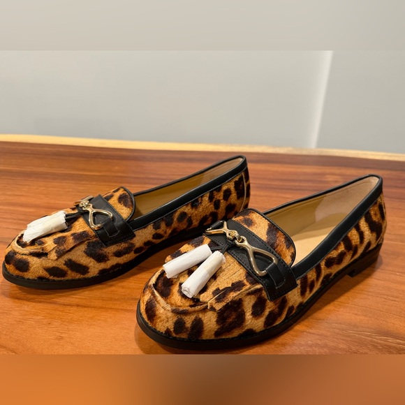 Talbots Laura Leopard Print Loafers with tassels size 8.5 - Picture 2 of 9